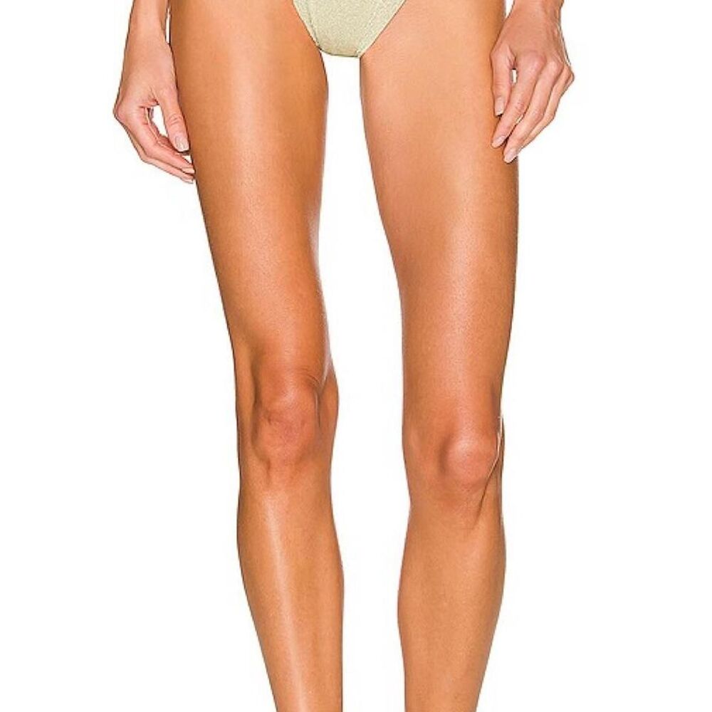 Aerie high cut cheeky bikini bottoms in gold shimmer Size L Excellent Condition